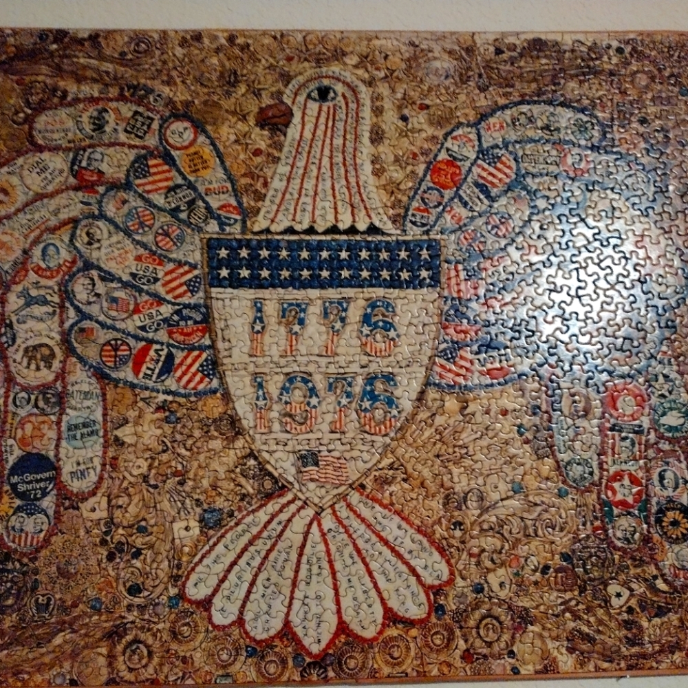 Vintage all American bicentennial completed patriotic political button puzzle
